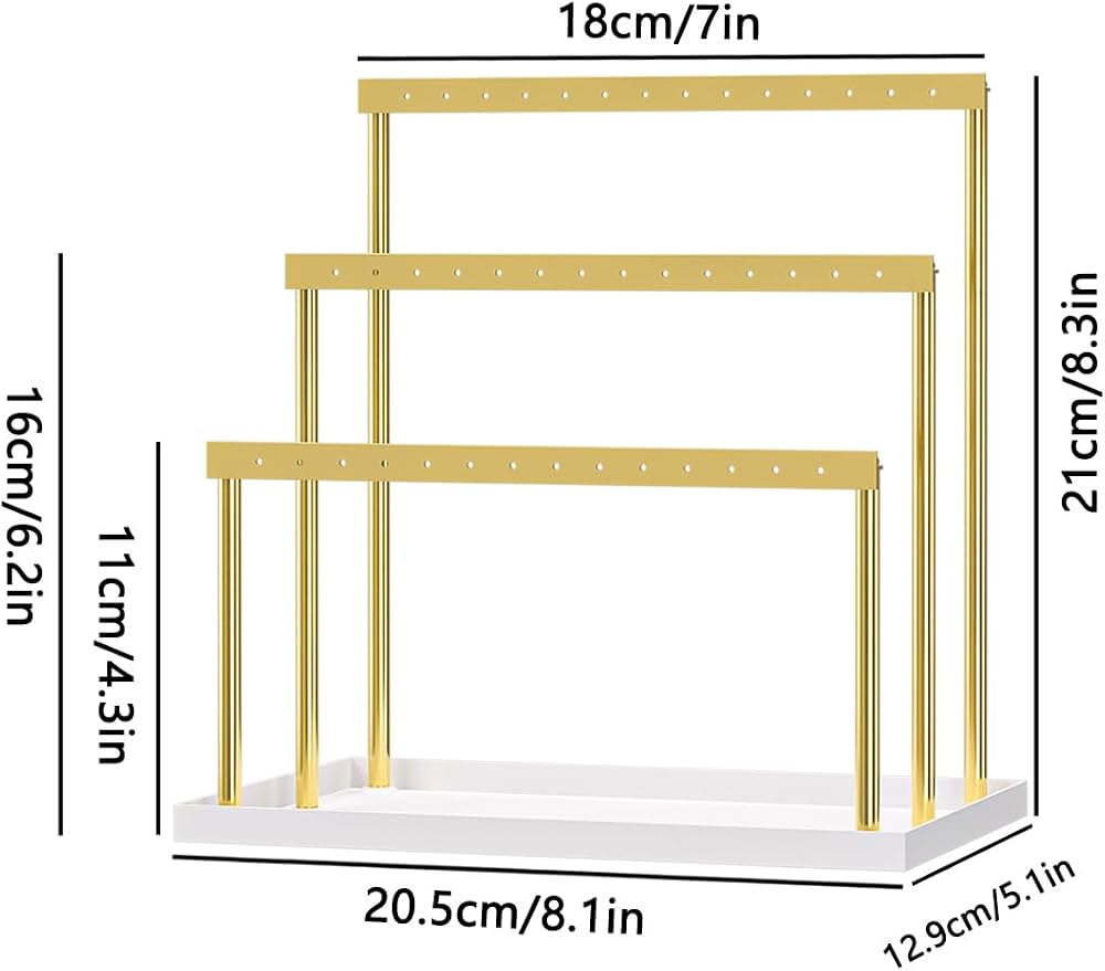 3-Tier Earring Organizer Holder Stand, Metal Jewelry Stand - Image 6
