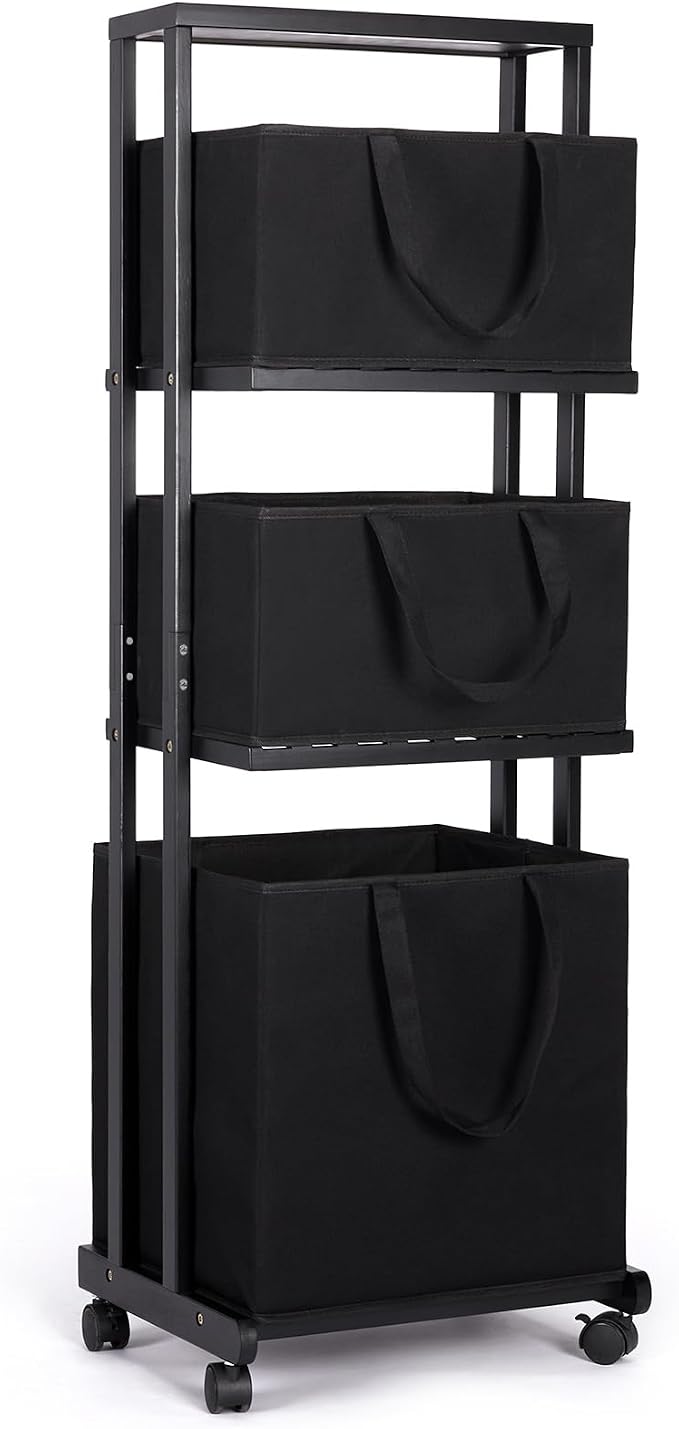 Homde Laundry Basket 3 Tier Bamboo Storage Shelf by Homde