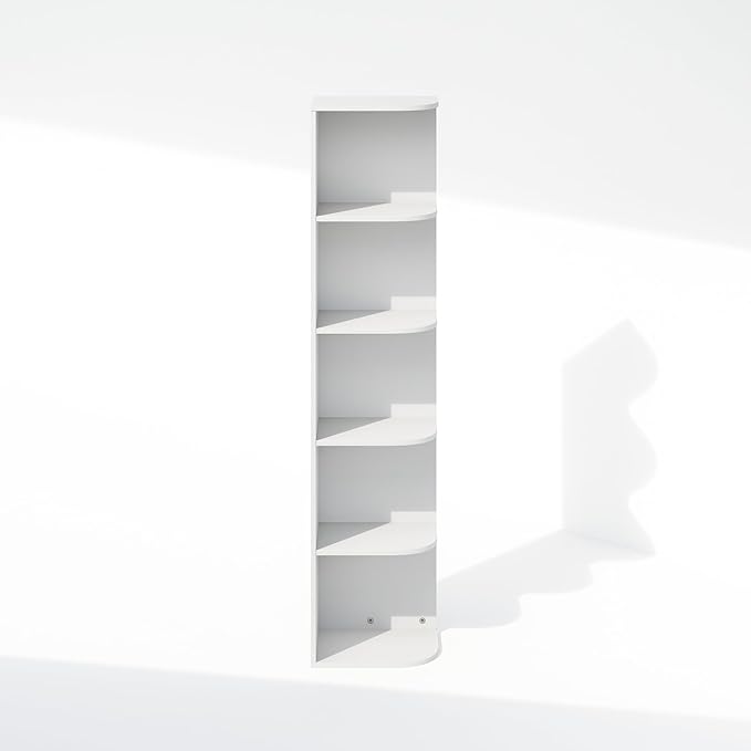 Furinno Reed Corner Shelf, 5-Tier Corner Bookshelf, Book Shelf, Corner Shelves - Image 6