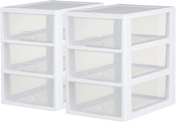 Sterilite 6-Pack Stacking Drawer, 6 Quart, and Makeup Organization by Sterilite