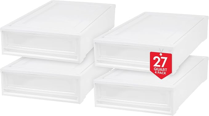 IRIS USA 27 Qt. Plastic Under Bed Storage Stackable Organizer Bin Container by IRISUSA