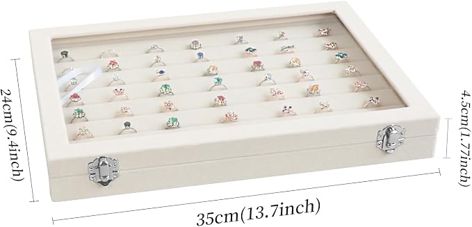 Wudygirl Ring Display with Clear Lid Organizer and Showcase Rings Box with 7 - Image 6