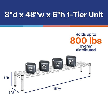 Shelving Inc. 8" d x 48" w Chrome Wire Shelving - Image 2