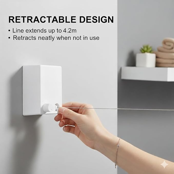 Dryline Retractable Clothesline, Indoor Outdoor Wall Mounted Drying Rack - Image 2