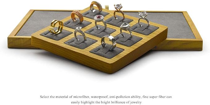 Jewelry Ring Display Tray Solid Wood Display Rings Stand Storage Jewelry - Image 4