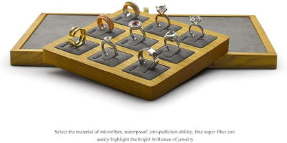 Jewelry Ring Display Tray Solid Wood Display Rings Stand Storage Jewelry - Image 4