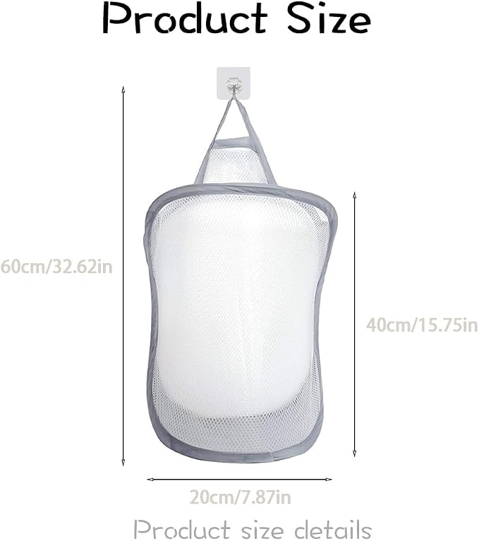2 PCS Collapsible Laundry Basket Hanging Hamper - Image 2