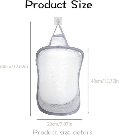 2 PCS Collapsible Laundry Basket Hanging Hamper - Image 2
