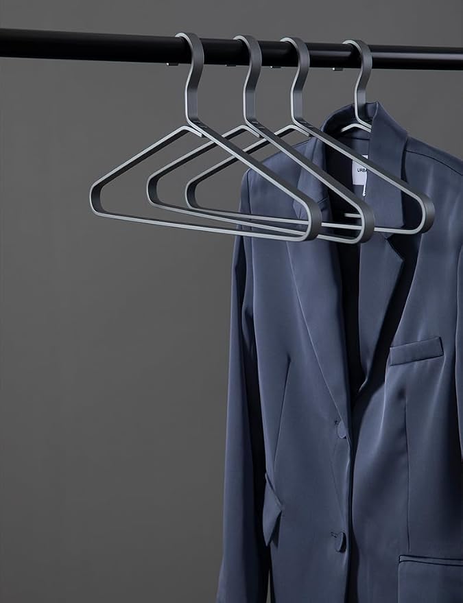 Premium Matte Silvery Aluminum Coat Hangers 6 Piece Set, 17.7” Extra Smooth & - Image 2