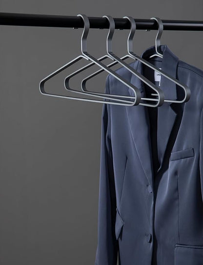 Premium Matte Silvery Aluminum Coat Hangers 6 Piece Set, 17.7” Extra Smooth & - Image 2