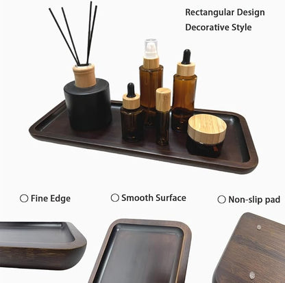 Wood Vanity Tray, Bathroom Counter Solid Walnut Organizer, Toilet Tank Top - Image 3
