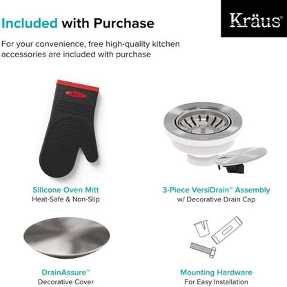 KRAUS Dex 33-inch Undermount 16 Gauge Stainless Steel Single Bowl Kitchen Sink - Image 5