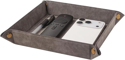 Valet Tray Desktop Storage Organizer – Premium PU Leather Catchall Bedside by WAYIFON