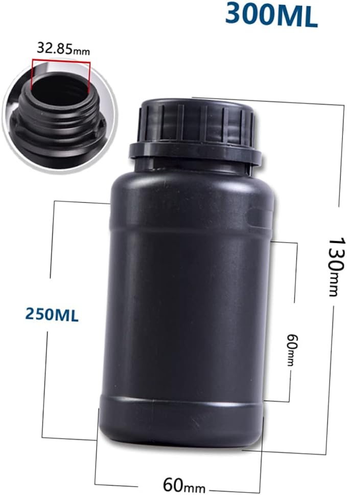 ULTECHNOVO 6pcs Black Hdpe Engineering Storage Bottles Acidproof Lightweight - Image 3