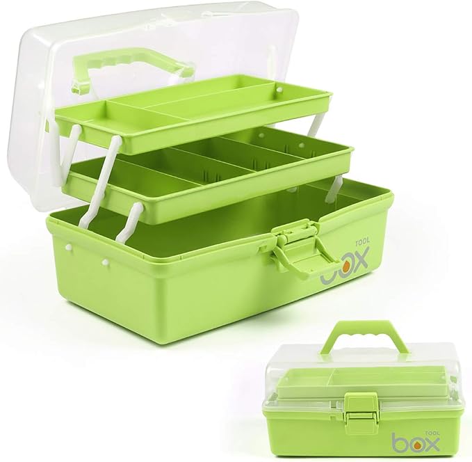 TERGOO 12in 3-Layer Plastic Craft Organizers and Storage, Portable Folding by Focusonefficientstorage