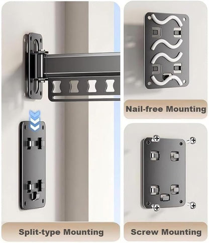Clothes Drying Rack Wall-Mounted, 3-Fold Retractable Clothes Hanger - Image 8