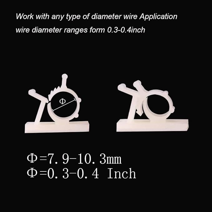 Viaky 30 Pieces White Adjustable Cable Clips Self-Adhesive Desk Organizer Nylon - Image 4