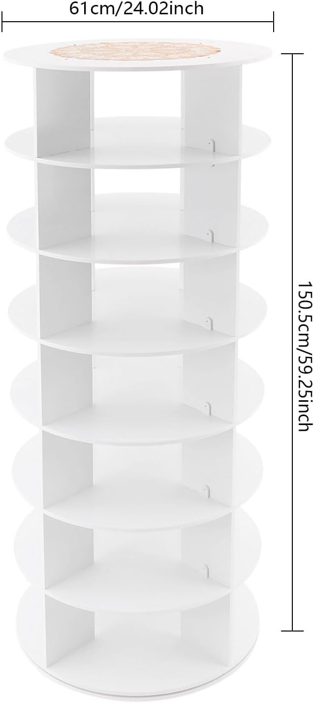 Rotating Shoe Rack Tower, 7 Tier Vertical Handbag Rotate Shoes Tower, 360 - Image 3