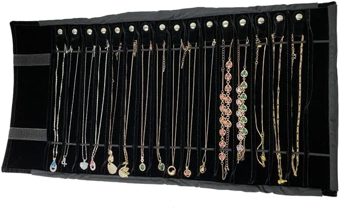 Portable Jewelry Roll Untangled Secure Necklace Travel Storage Bag Displays - Image 3