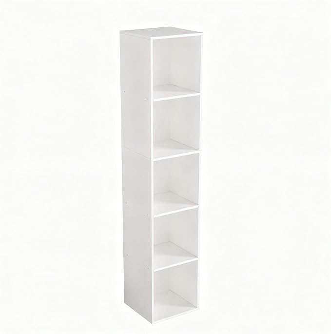 Cube Bookshelf, 5 Cube Storage Organizer, Freestanding 5 Tier Open Display Shelf by NewBeth