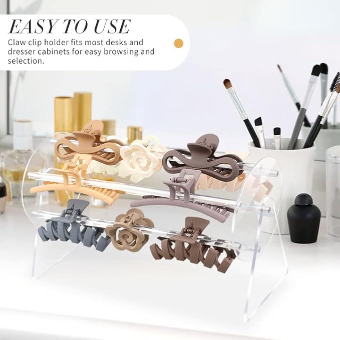 SNOWSTAR Acrylic Claw Clip Organizer Holder, 360-Degree Rotating Claw Clip - Image 3