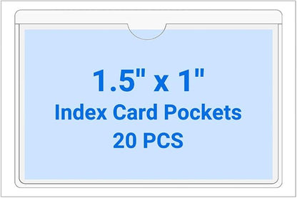 20 PCS Clear Self Adhesive Plastic Label Pockets, Top Loading Business & by Kvatr-X