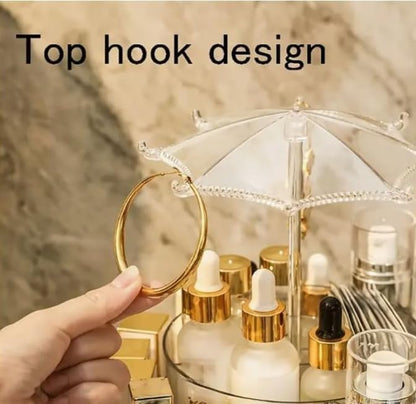360° Rotating Acrylic Makeup Organizer Carousel - Image 4