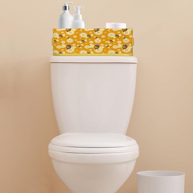 Bee Daisy Cartoon Bathroom Storage Basket, Foldable - Image 7