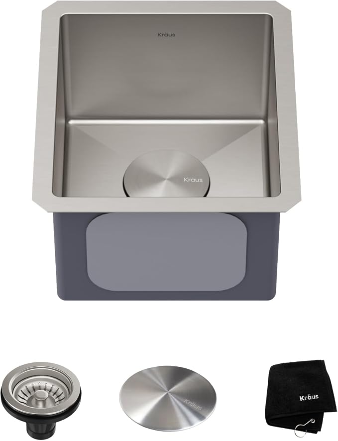 KRAUS Standart Pro 13-inch Undermount Single Bowl 16 Gauge Stainless Steel Bar by KRAUS