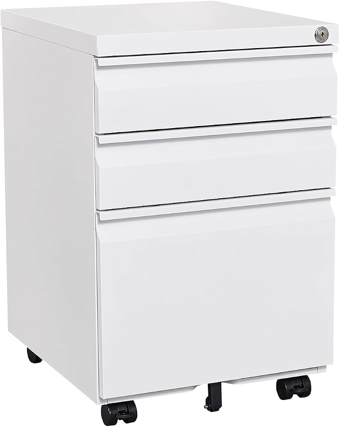 3-Drawer Lockable Mobile File Cabinet – Metal A4/Letter/Legal Size Storage - Image 9