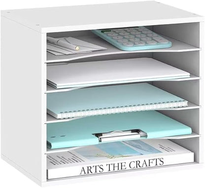 5 Tier Wood Desk Organizer, Mail Sorter and Paper Organizer by SUPEASY