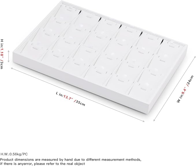 Oirlv Premium White Leather Stackable Jewelry Tray 24 Grid Jewelry Organizer - Image 9