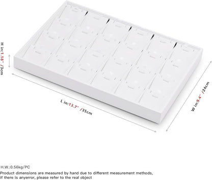 Oirlv Premium White Leather Stackable Jewelry Tray 24 Grid Jewelry Organizer - Image 9