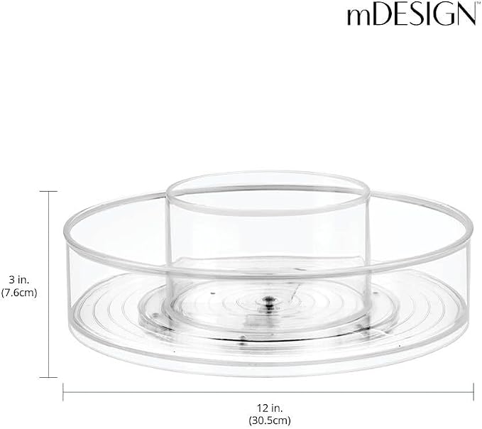mDesign Plastic Lazy Susan Round Spinning Storage Tray; Rotating 360 Degree - Image 2
