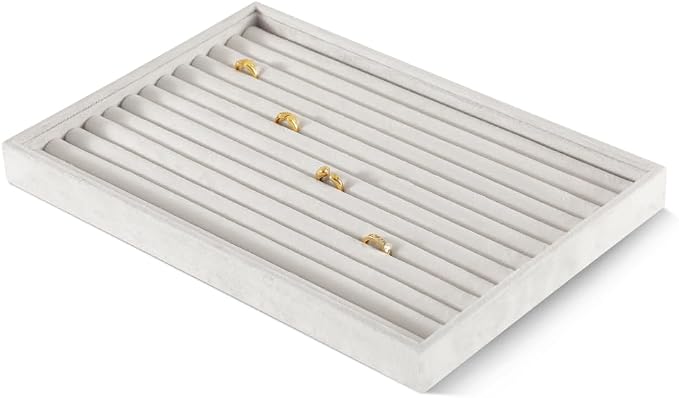 Velvet Ring Display Tray, Stackable Muilt Slot Rings Ear Stud Storage Tray - Image 3