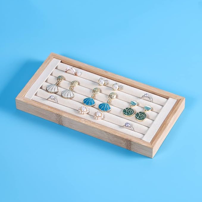 Coward Bamboo Ring Display Holder Jewelry Storage Tray Organizer Ring Stand - Image 7