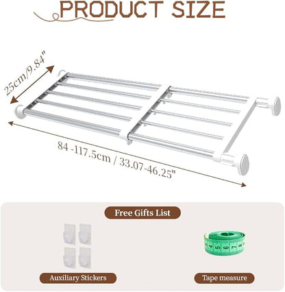 Hershii Expandable Shelf Rod Closet System Heavy Duty Clothes Hanger Adjustable - Image 2