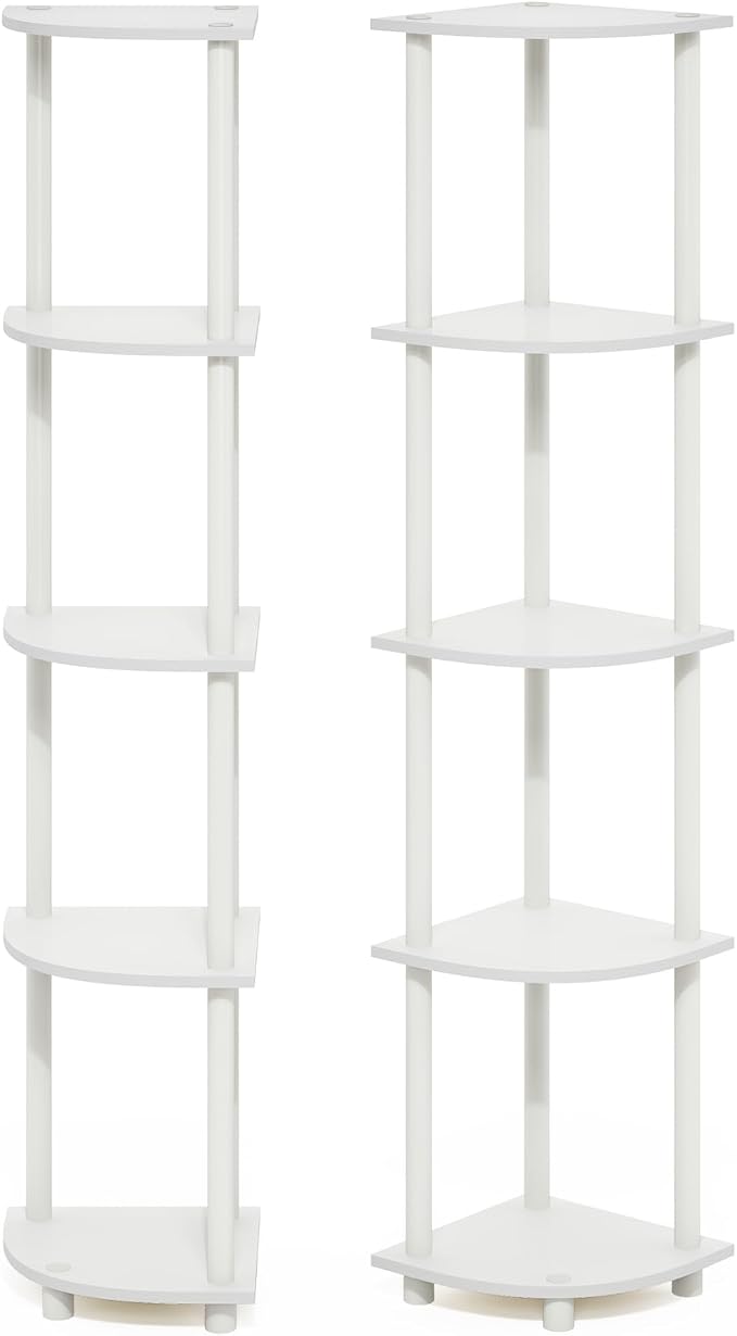 Furinno Turn-N-Tube Corner Shelf Set of 2, 5-Tier Corner Bookshelf, Open - Image 9