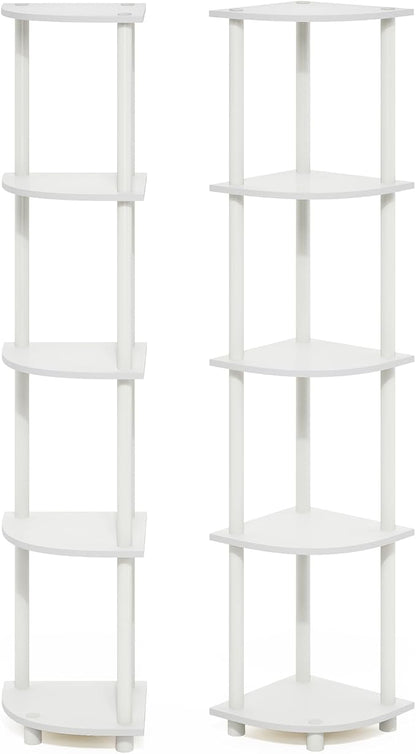 Furinno Turn-N-Tube Corner Shelf Set of 2, 5-Tier Corner Bookshelf, Open - Image 9