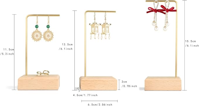 GemeShou 3pcs Beech wooden dangle earring stand holder, hoop earring displays - Image 4