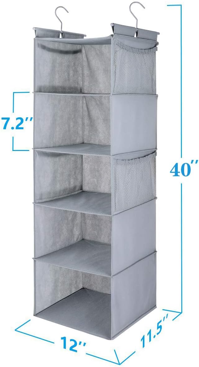 MAX Houser 5 Shelf Hanging Closet Organizer, Space Saver, Closet Hanging Shelves - Image 3