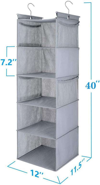MAX Houser 5 Shelf Hanging Closet Organizer, Space Saver, Closet Hanging Shelves - Image 3