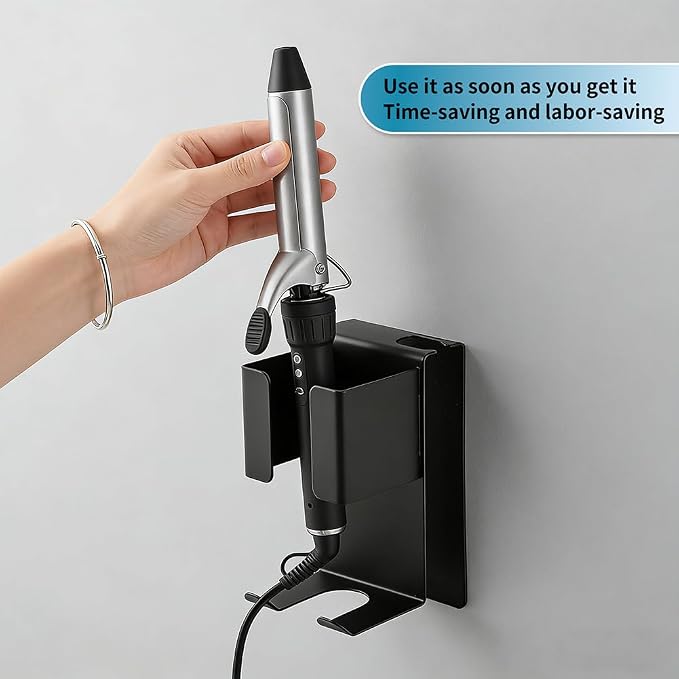 No-Drill Hair Tool Holder, Wall Mounted Curling Iron Holder, Hair Straightener - Image 4