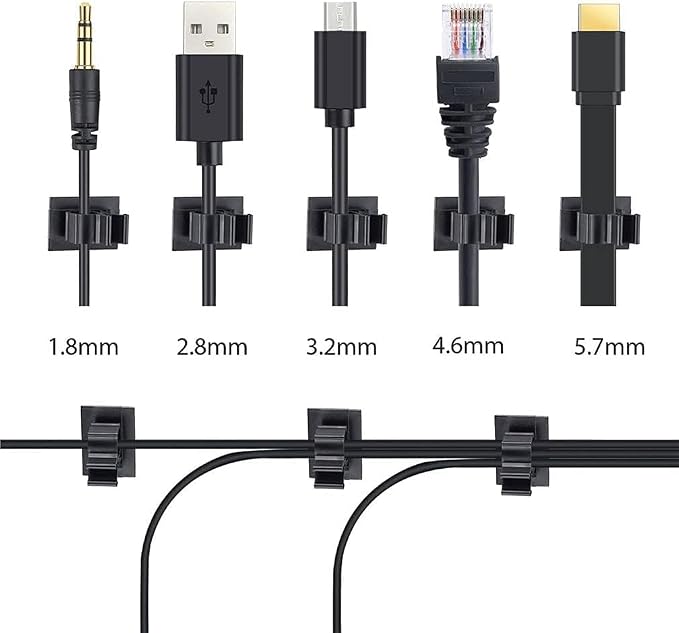 Viaky 30 Pcs Black Clips Self Adhesive Backed Nylon Wire Adjustable Cable Clips - Image 2
