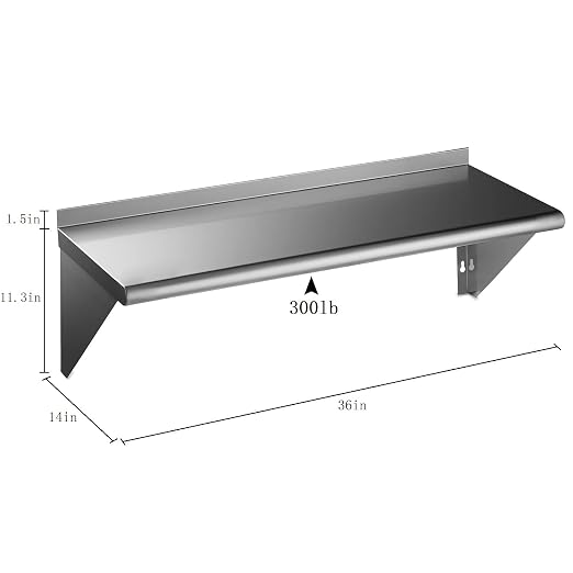 ROCKPOINT Stainless Steel Shelf 14 x 36 Inches 300lb, NSF Metal Commercial - Image 3