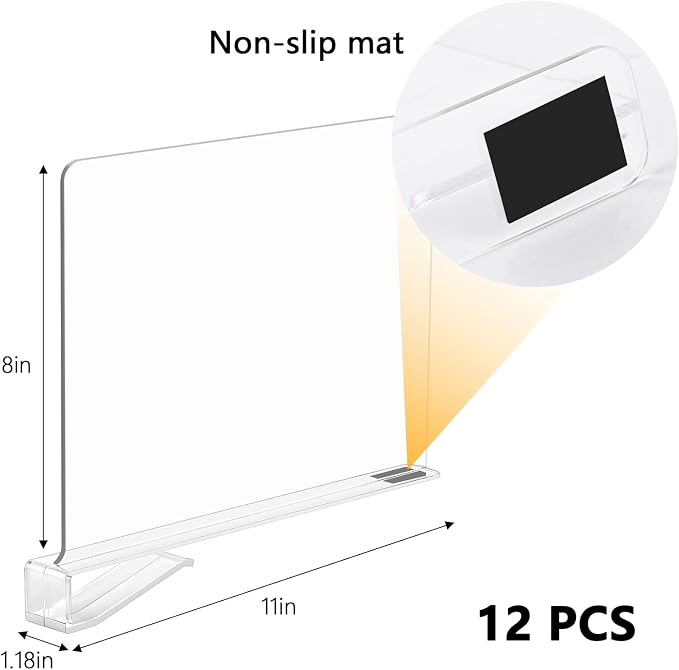 LoveBB 12 Pack Shelf Dividers for Closet Organizers and Storage - Image 4