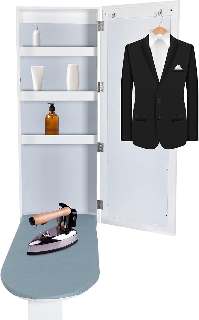 Wall Mounted Ironing Board Cabinet, Built in Swivel Ironing Board Folding by ZeStarDair