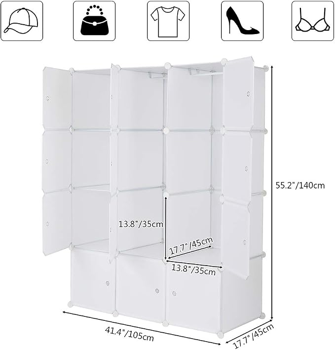 12 Cubes Storage Organizer, Portable Closet Wardrobe, Plastic Clothes Storage - Image 3