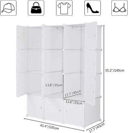12 Cubes Storage Organizer, Portable Closet Wardrobe, Plastic Clothes Storage - Image 3