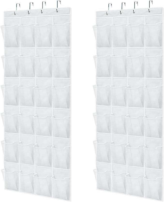 GORILLA GRIP Over the Door Shoe Organizer, 2 Pack, 24 Breathable Mesh Pockets by GorillaGrip
